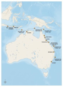 Map of the Bali to Sydney cruise route